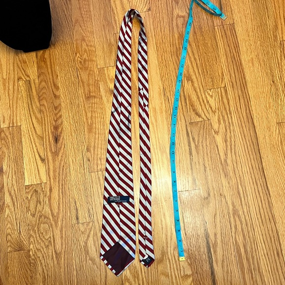3/$20! Polo Ralph Lauren Maroon and Gray Striped Tie - Picture 5 of 7